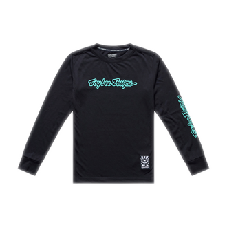 YOUTH SKYLINE RIDE LONG SLEEVE TEE SIGNATURE BLACK / REAL TEAL